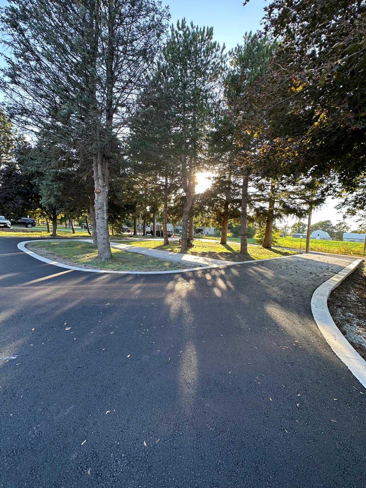 Park Roadway with Concrete Borders