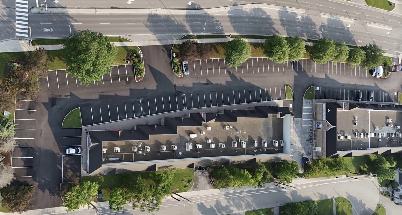 Large commercial parking lot asphalt paving project