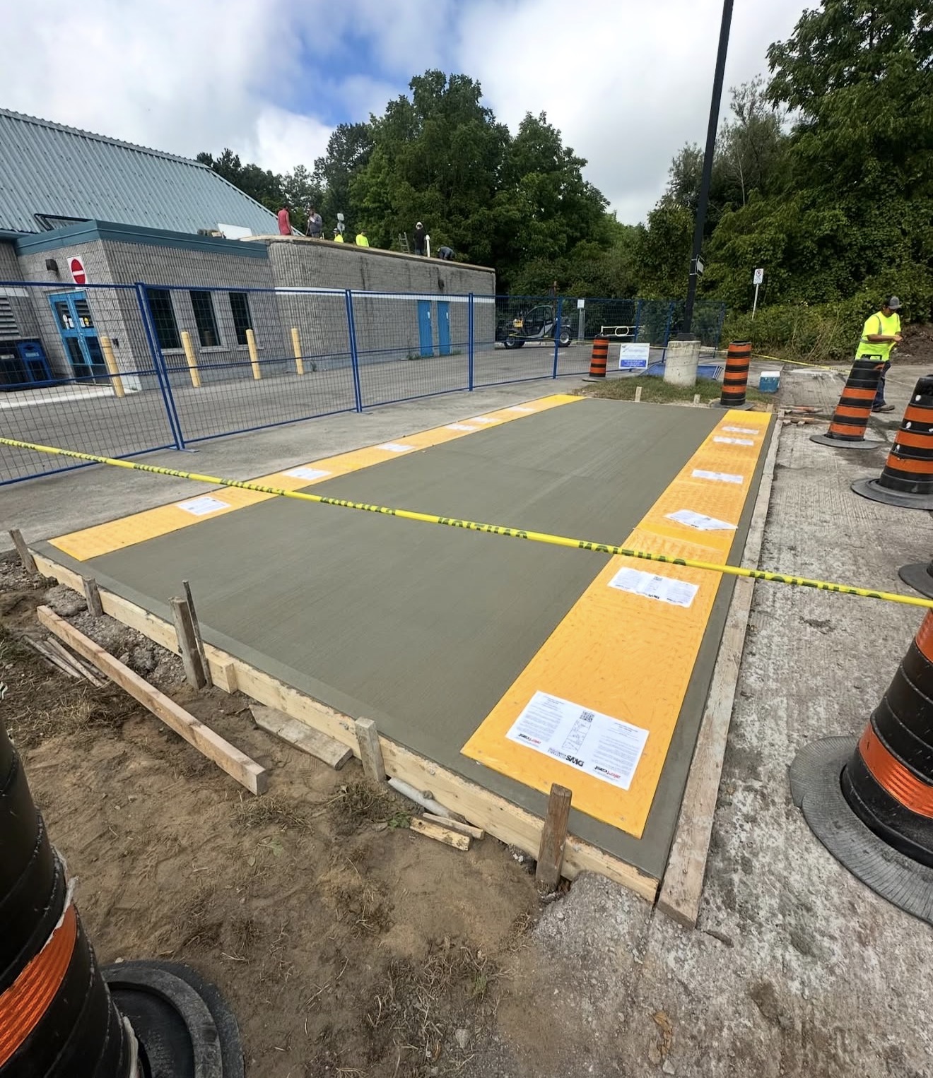 Fresh Concrete Pour with Yellow Borders